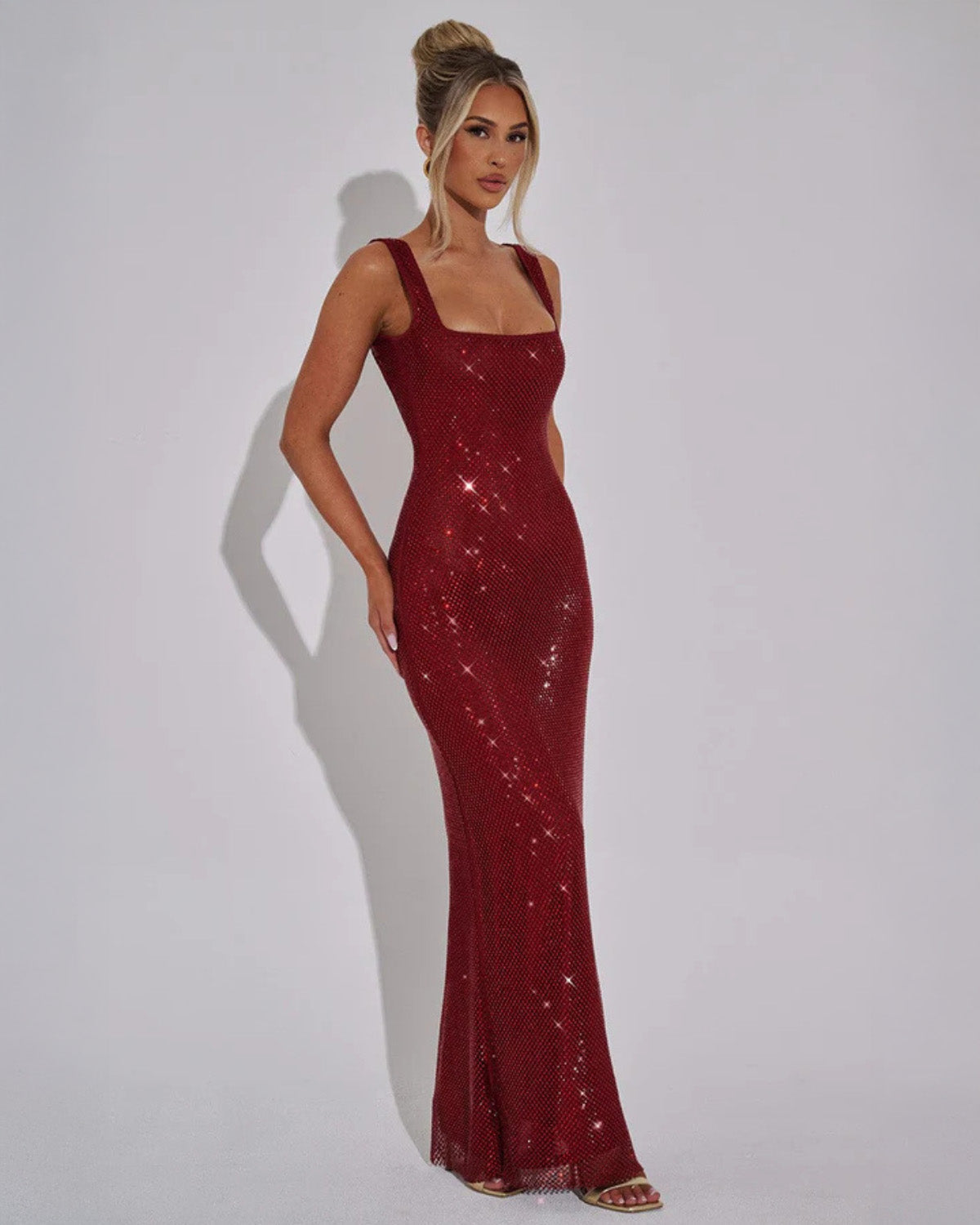 Women’s Embellished Square-Neck Evening Dress