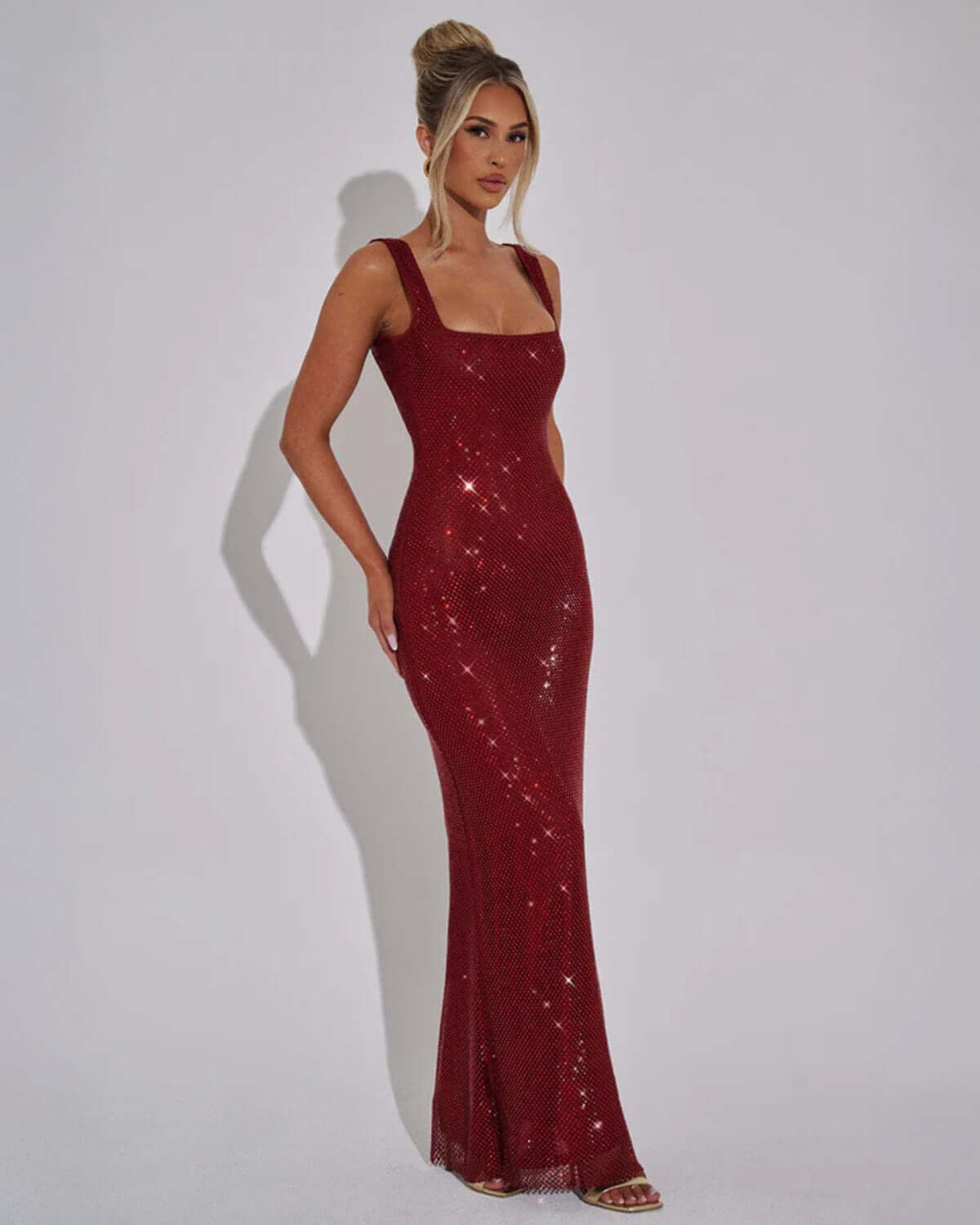 Women’s Embellished Square-Neck Evening Dress