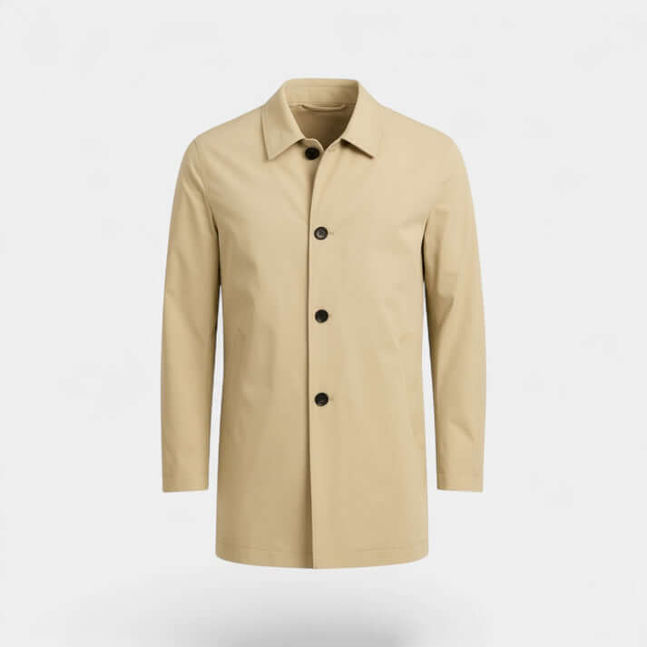 Men’s Button-Front Minimalist Trench Coat