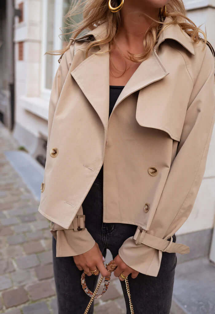 Women’s Cropped Double-Breasted Trench Coat