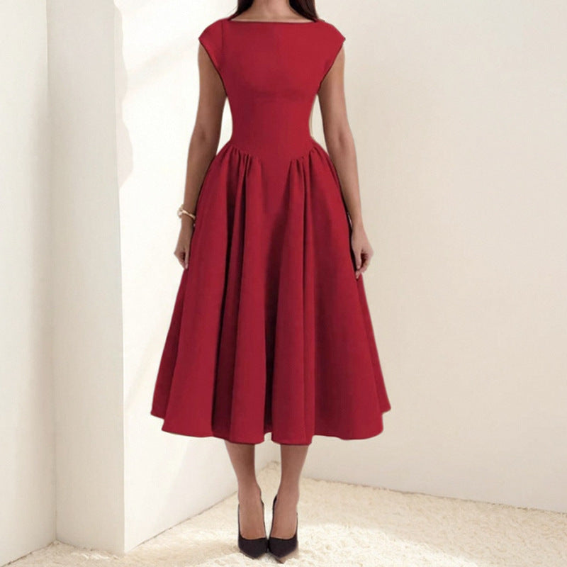 Women’s Structured Cap-Sleeve Midi Dress