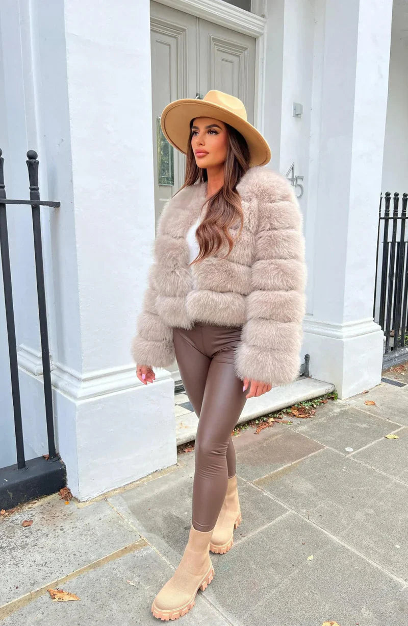 Women’s Faux-Fur Short Puffer Jacket