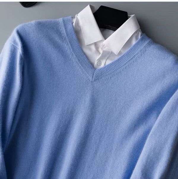 Men’s V-Neck Knit Pullover Sweater