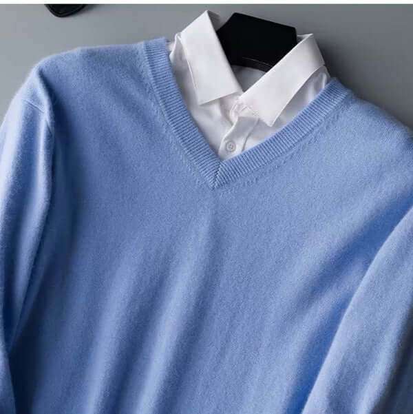 Men’s V-Neck Knit Pullover Sweater