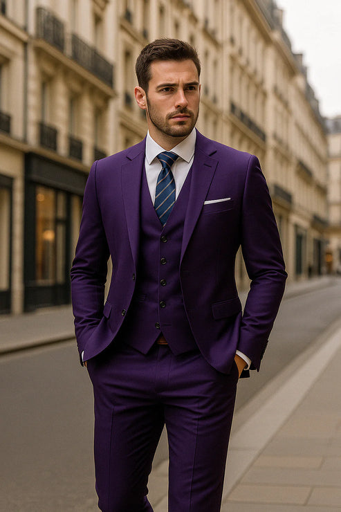 Men’s Slim-Fit Three-Piece Tailored Suit
