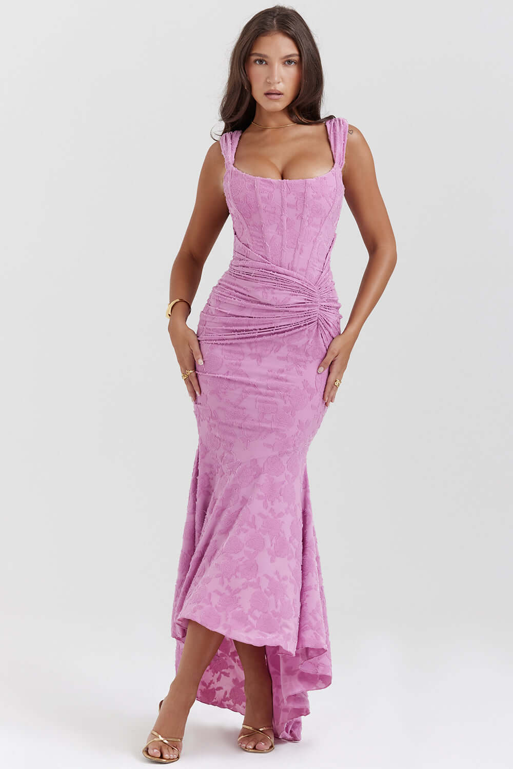 Women’s Draped Corset High-Low Gown