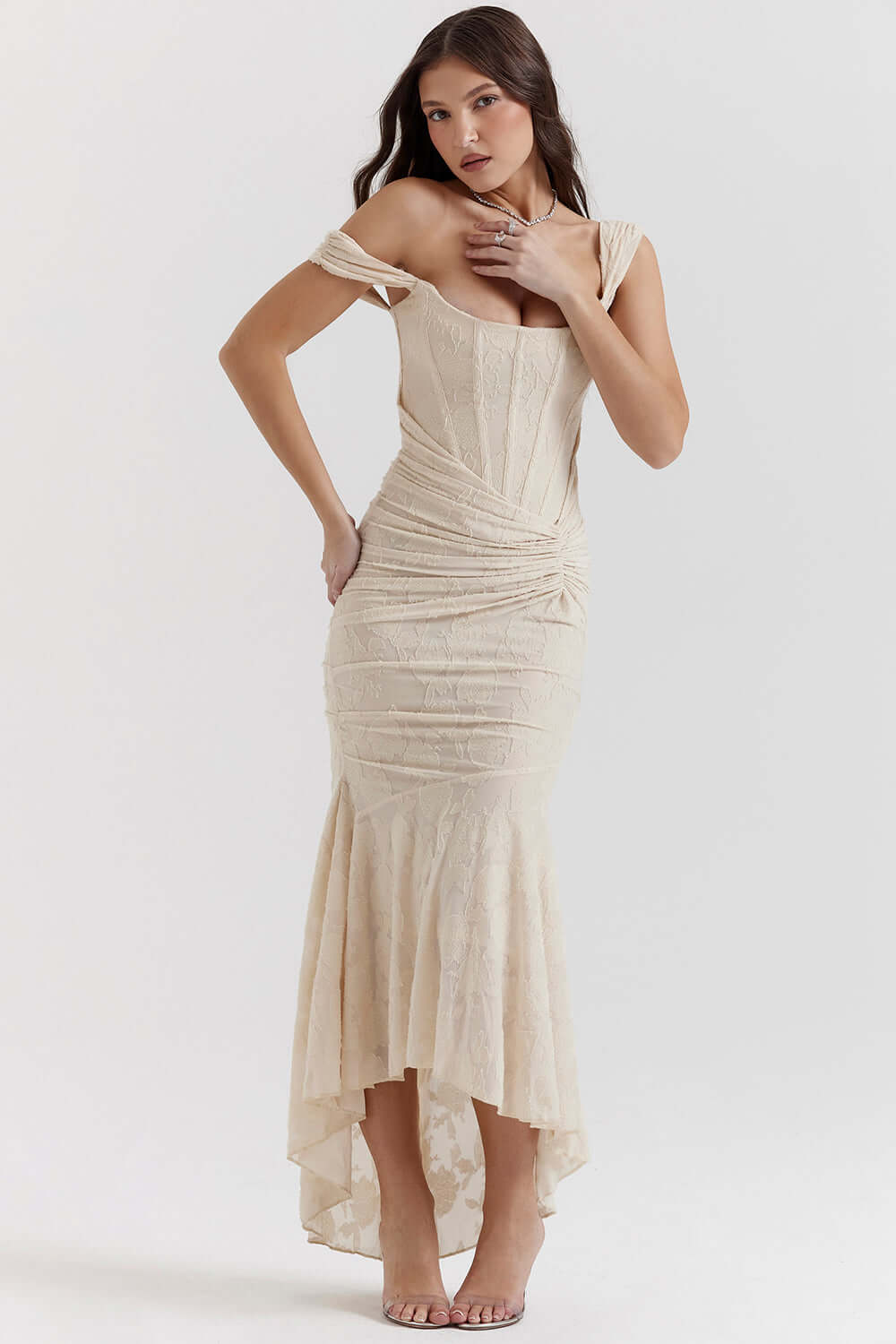 Women’s Draped Corset High-Low Gown