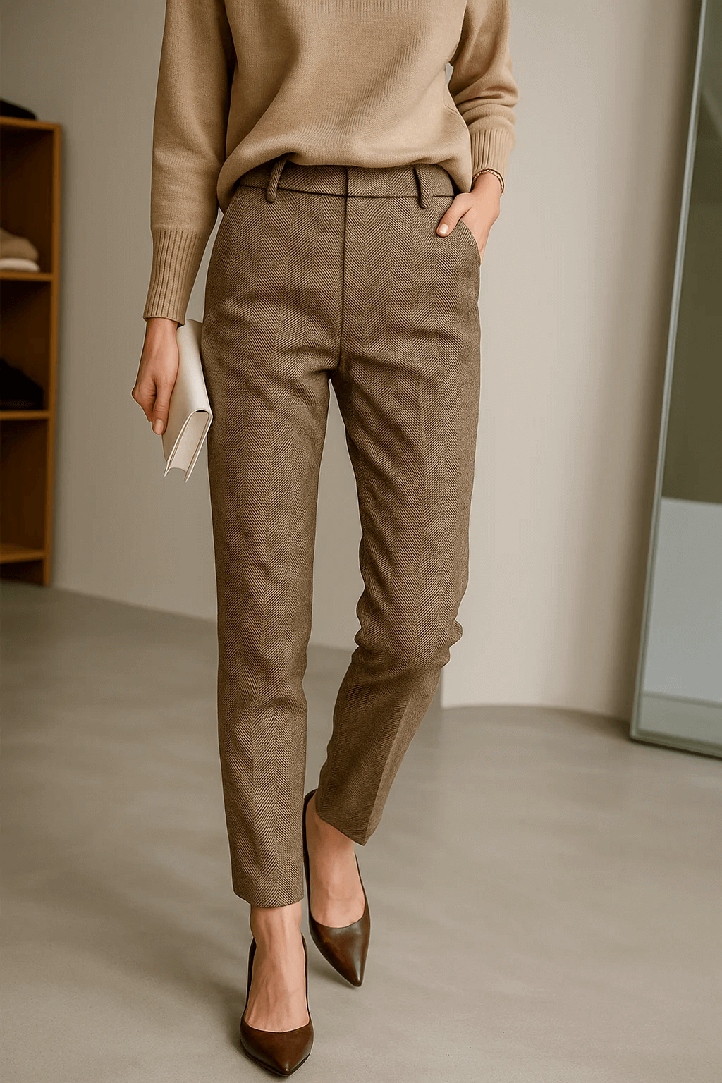 Women’s Mid-Rise Straight-Leg Tailored Trousers