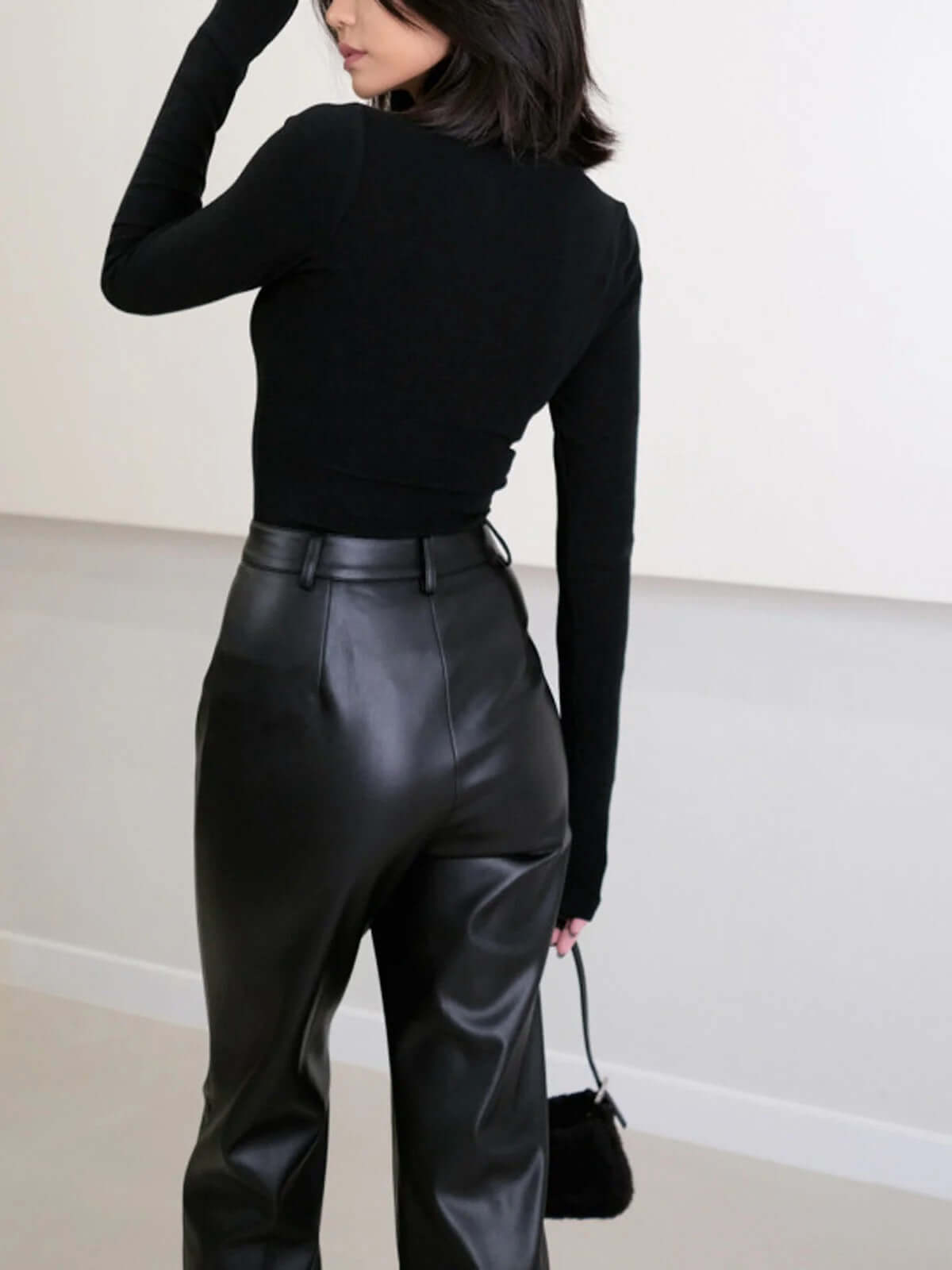 Women’s High-Waist Straight-Leg Faux Leather Pants