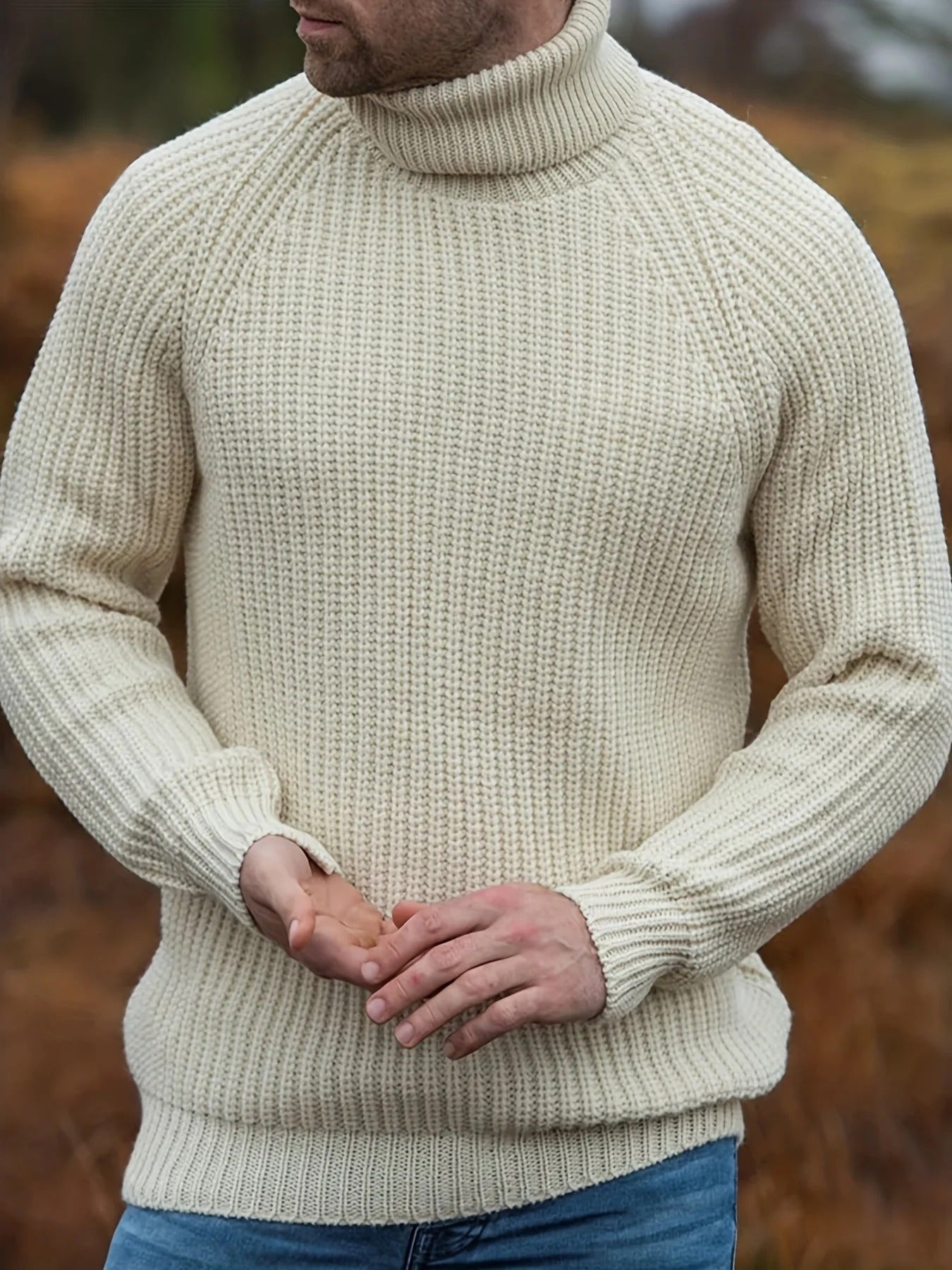 Men’s Ribbed Knit Turtleneck Sweater