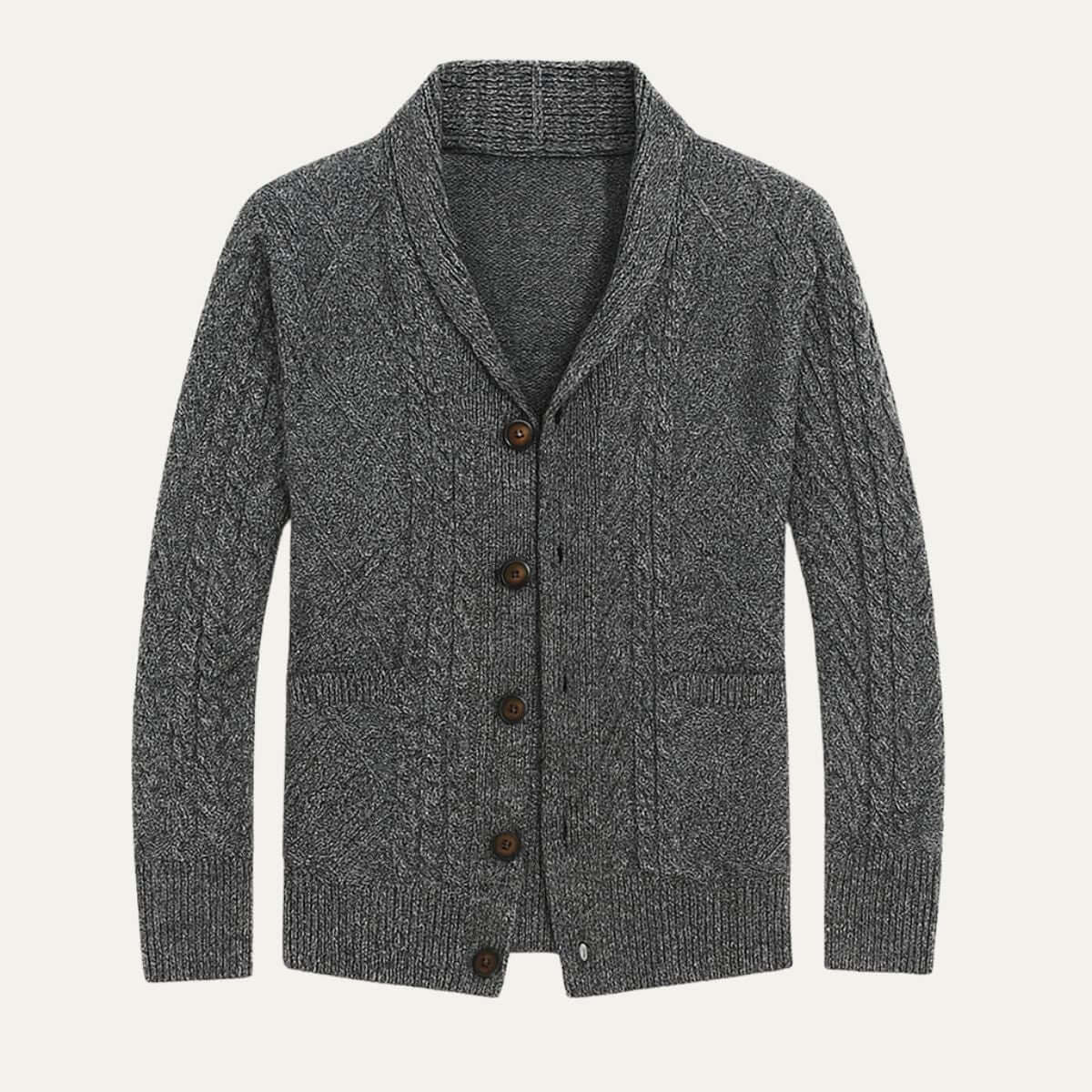 Men’s Cable-Knit Shawl Collar Cardigan