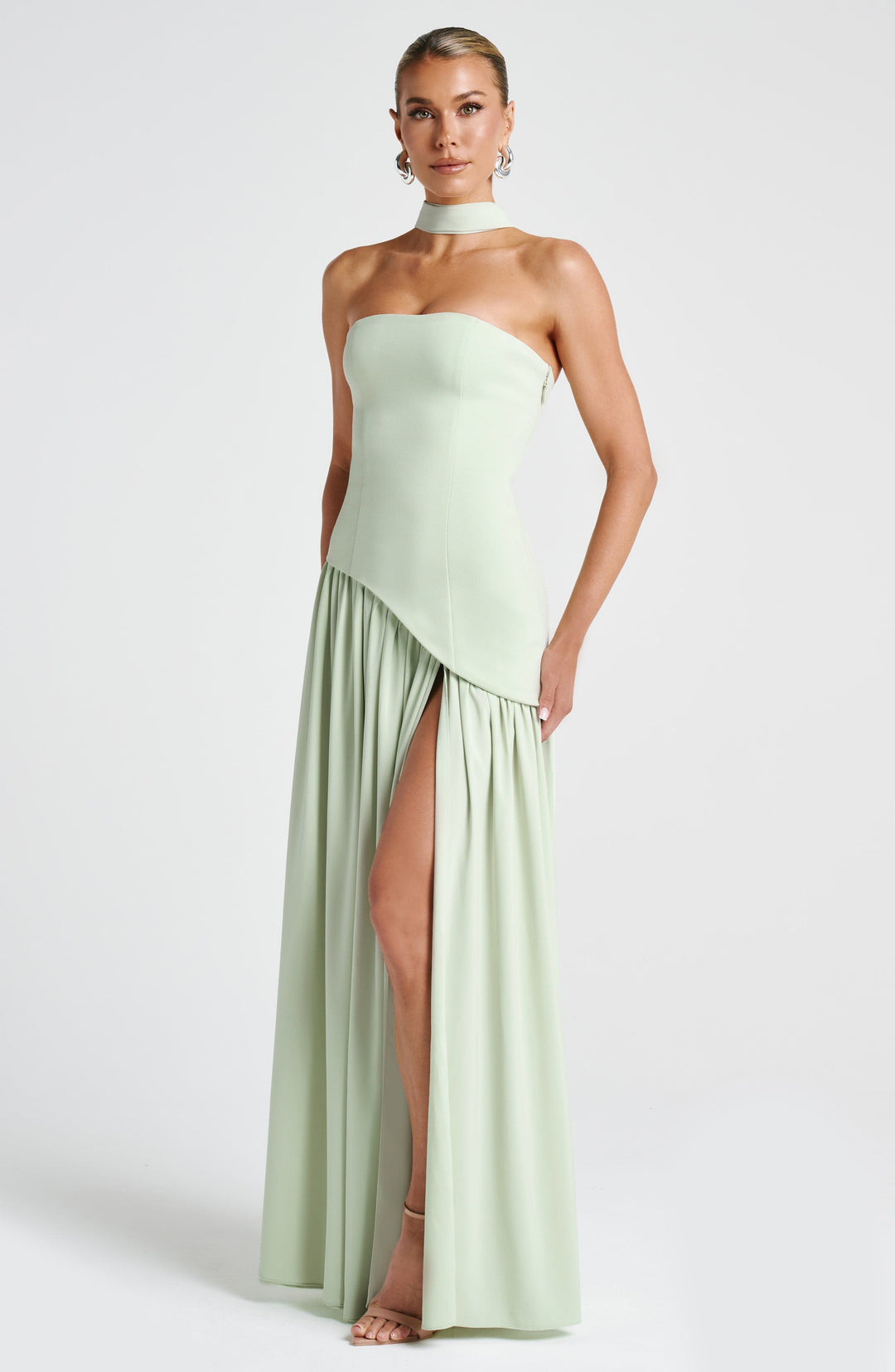 Women’s Velour Plunge-Neck Slit Evening Dress
