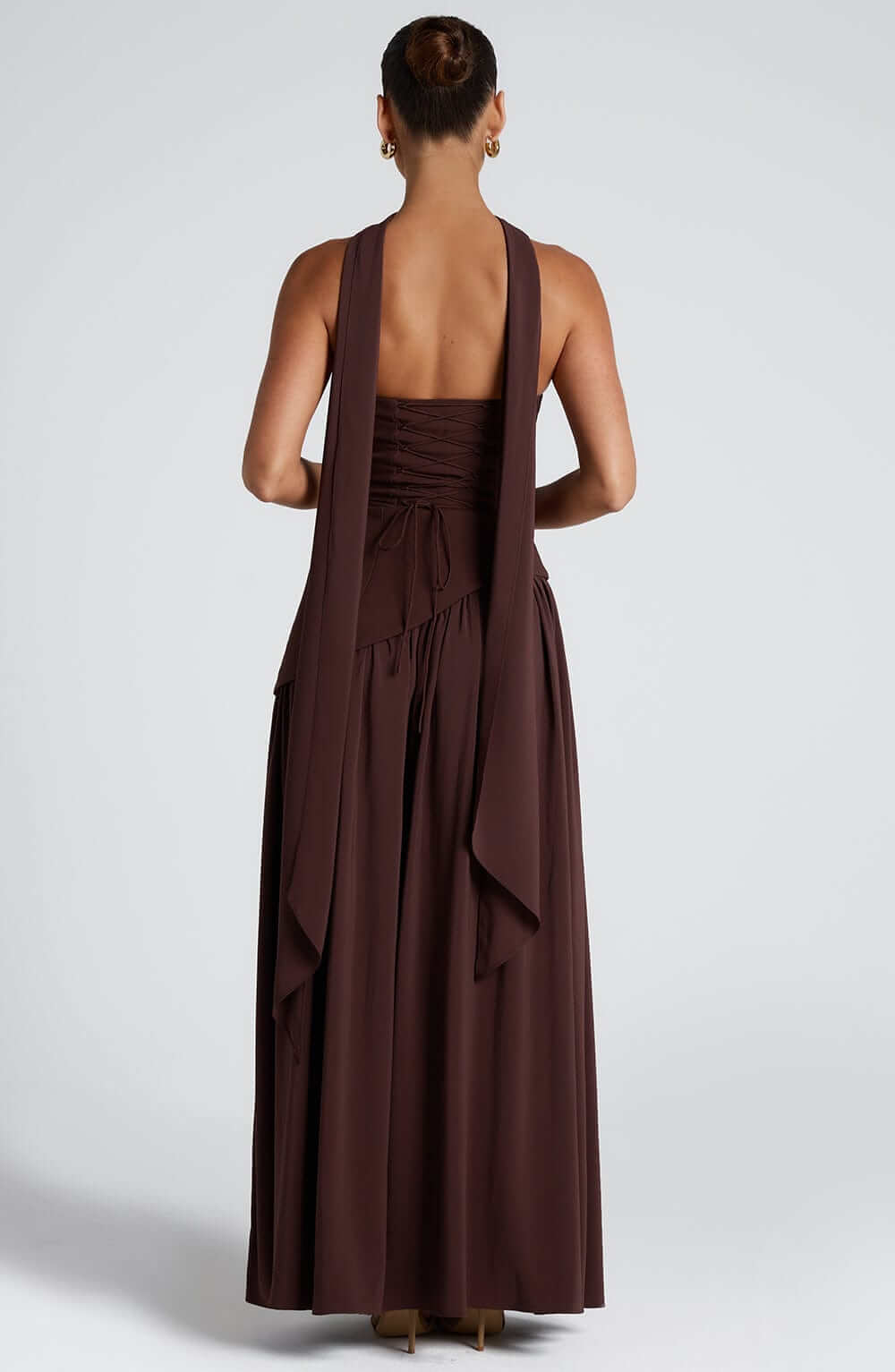 Women’s Velour Plunge-Neck Slit Evening Dress