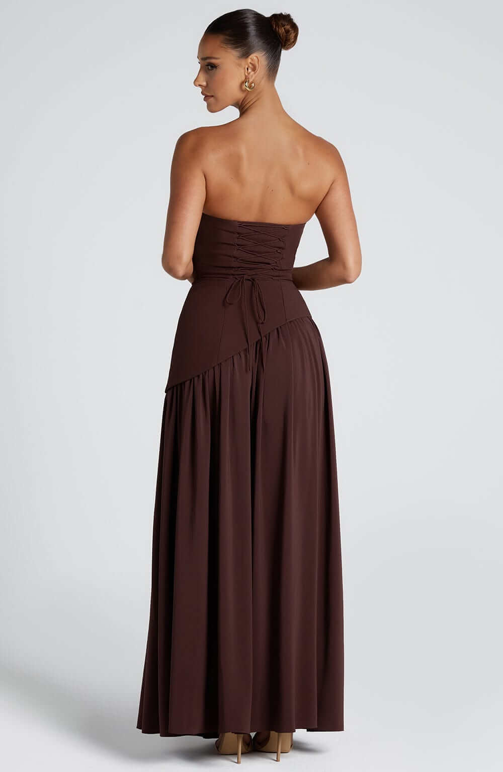 Women’s Velour Plunge-Neck Slit Evening Dress