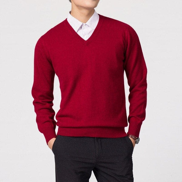 Men’s V-Neck Knit Pullover Sweater