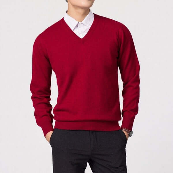 Men’s V-Neck Knit Pullover Sweater
