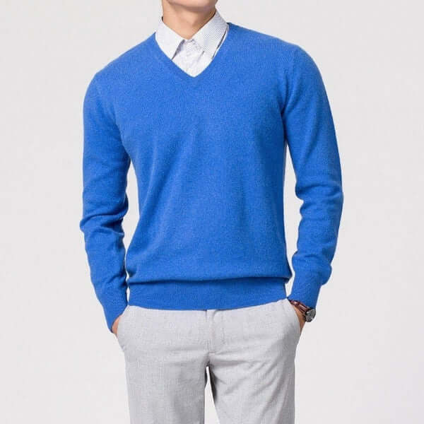Men’s V-Neck Knit Pullover Sweater