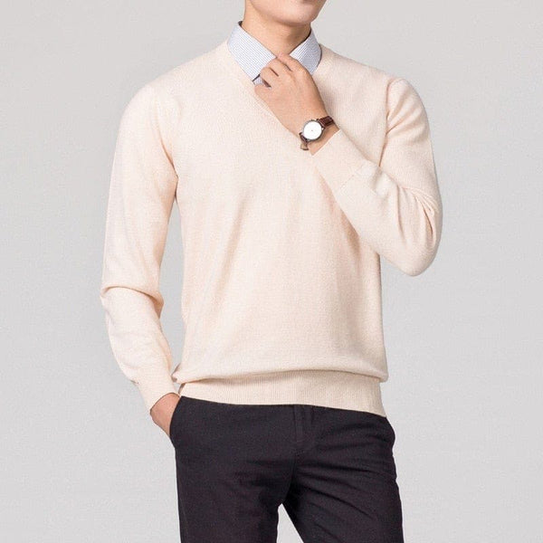 Men’s V-Neck Knit Pullover Sweater