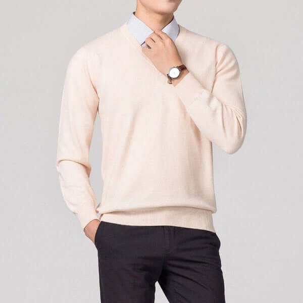 Men’s V-Neck Knit Pullover Sweater