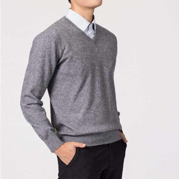 Men’s V-Neck Knit Pullover Sweater