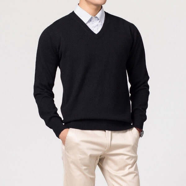 Men’s V-Neck Knit Pullover Sweater