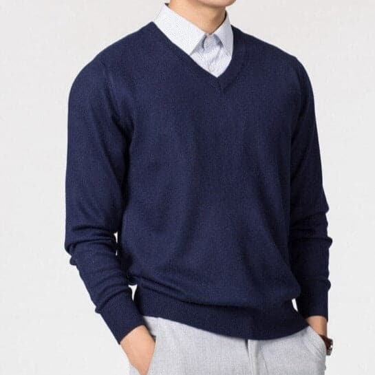 Men’s V-Neck Knit Pullover Sweater