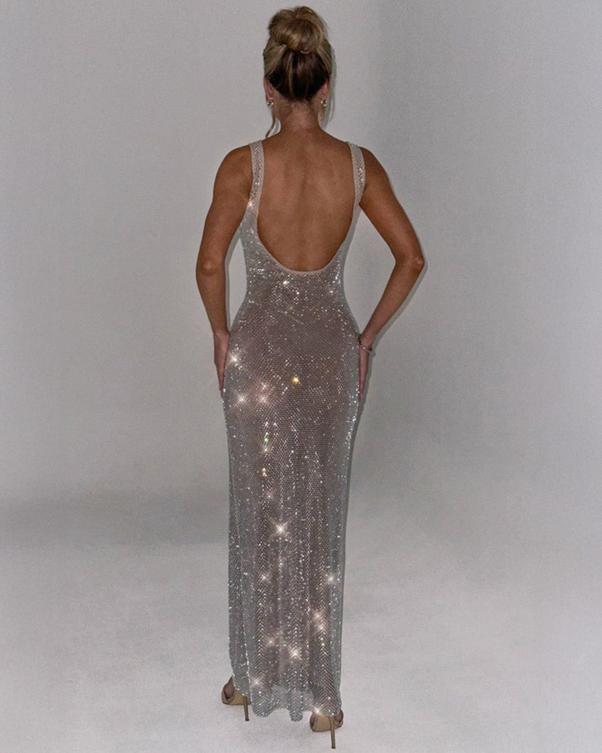 Women’s Embellished Square-Neck Evening Dress