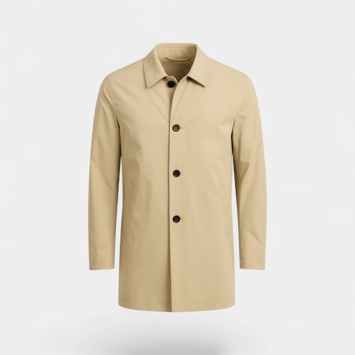 Men’s Button-Front Minimalist Trench Coat