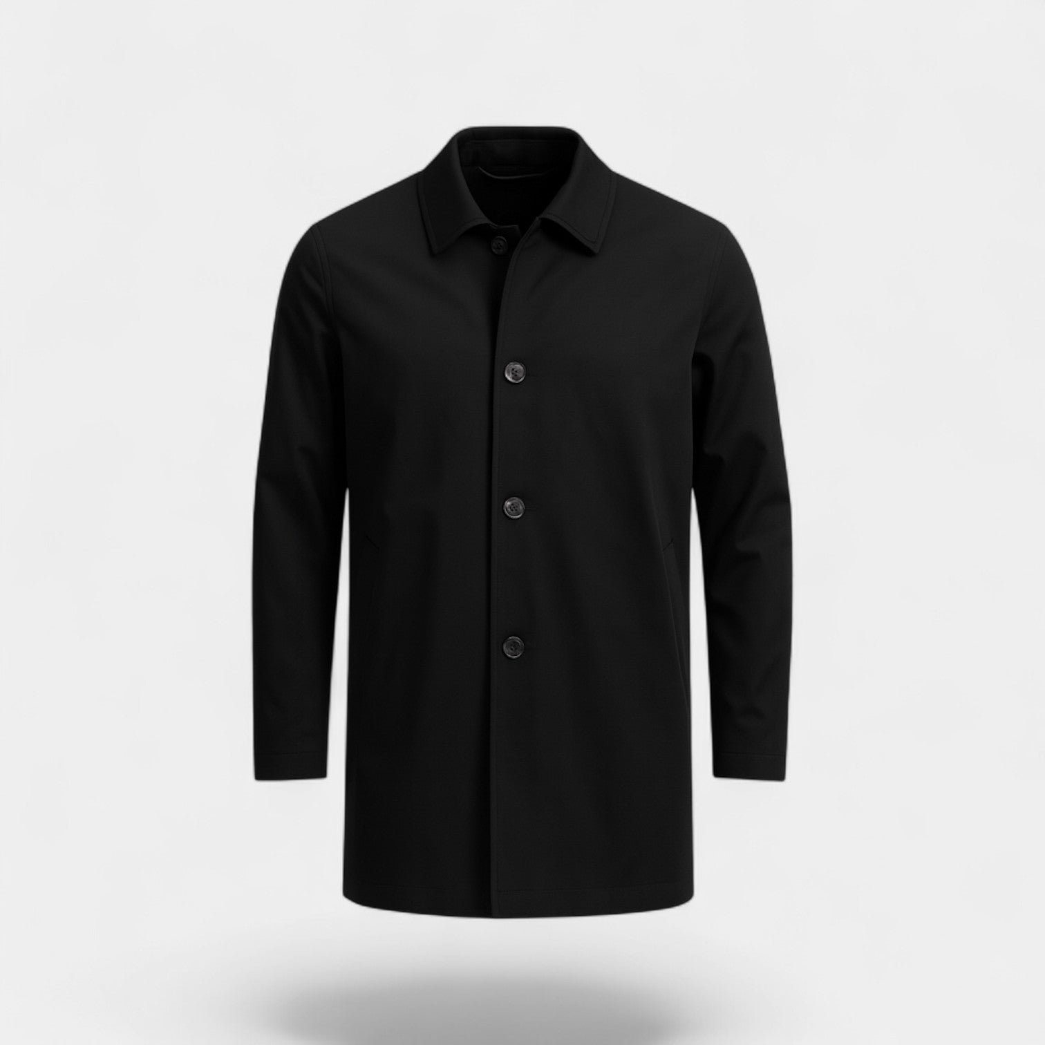 Men’s Button-Front Minimalist Trench Coat