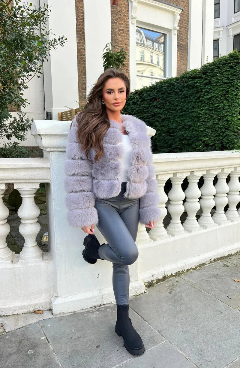 Women’s Faux-Fur Short Puffer Jacket