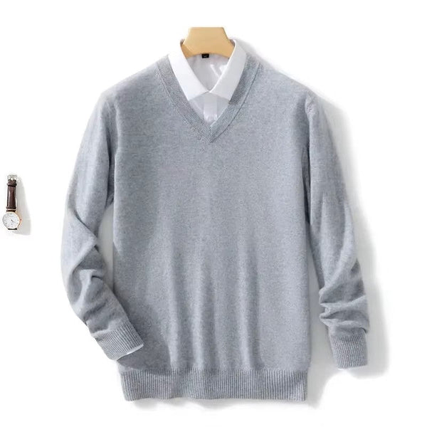Men’s V-Neck Knit Pullover Sweater