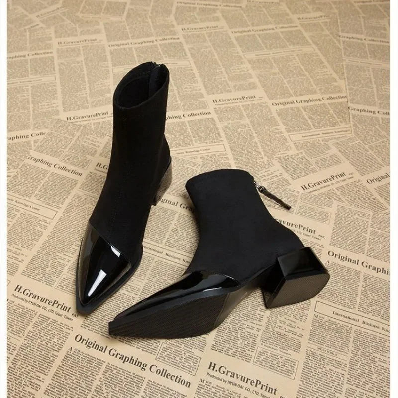 Women’s Suede Patent-Trim Ankle Boots