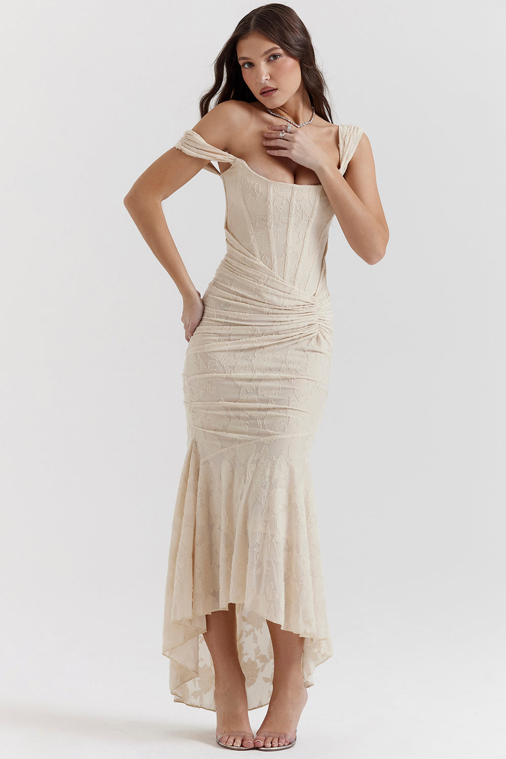 Women’s Draped Corset High-Low Gown