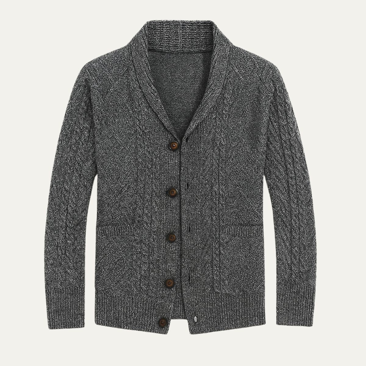 Men’s Cable-Knit Shawl Collar Cardigan