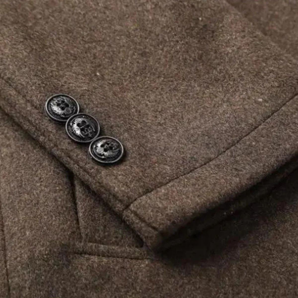 Men’s Stand-Collar Button-Up Winter Overcoat