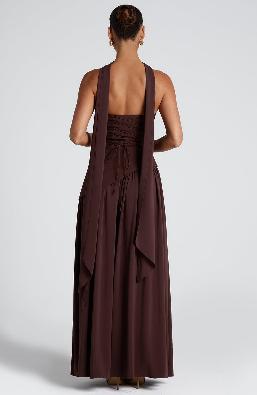 Women’s Velour Plunge-Neck Slit Evening Dress