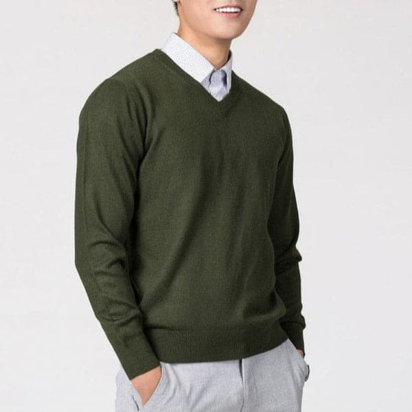 Men’s V-Neck Knit Pullover Sweater